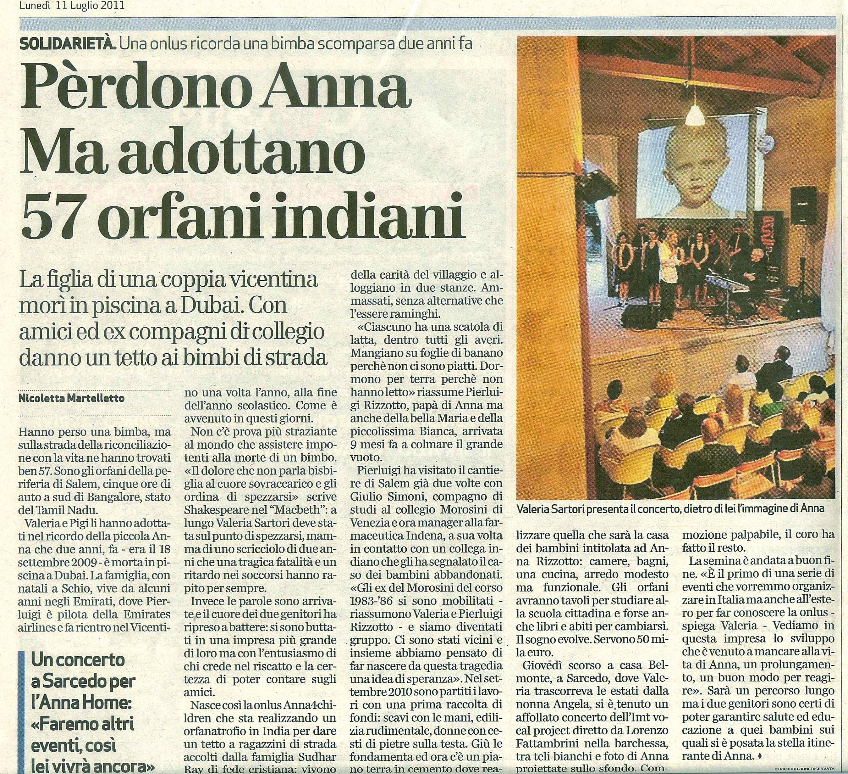Il Giornale di Vicenza parla di noi — 2011